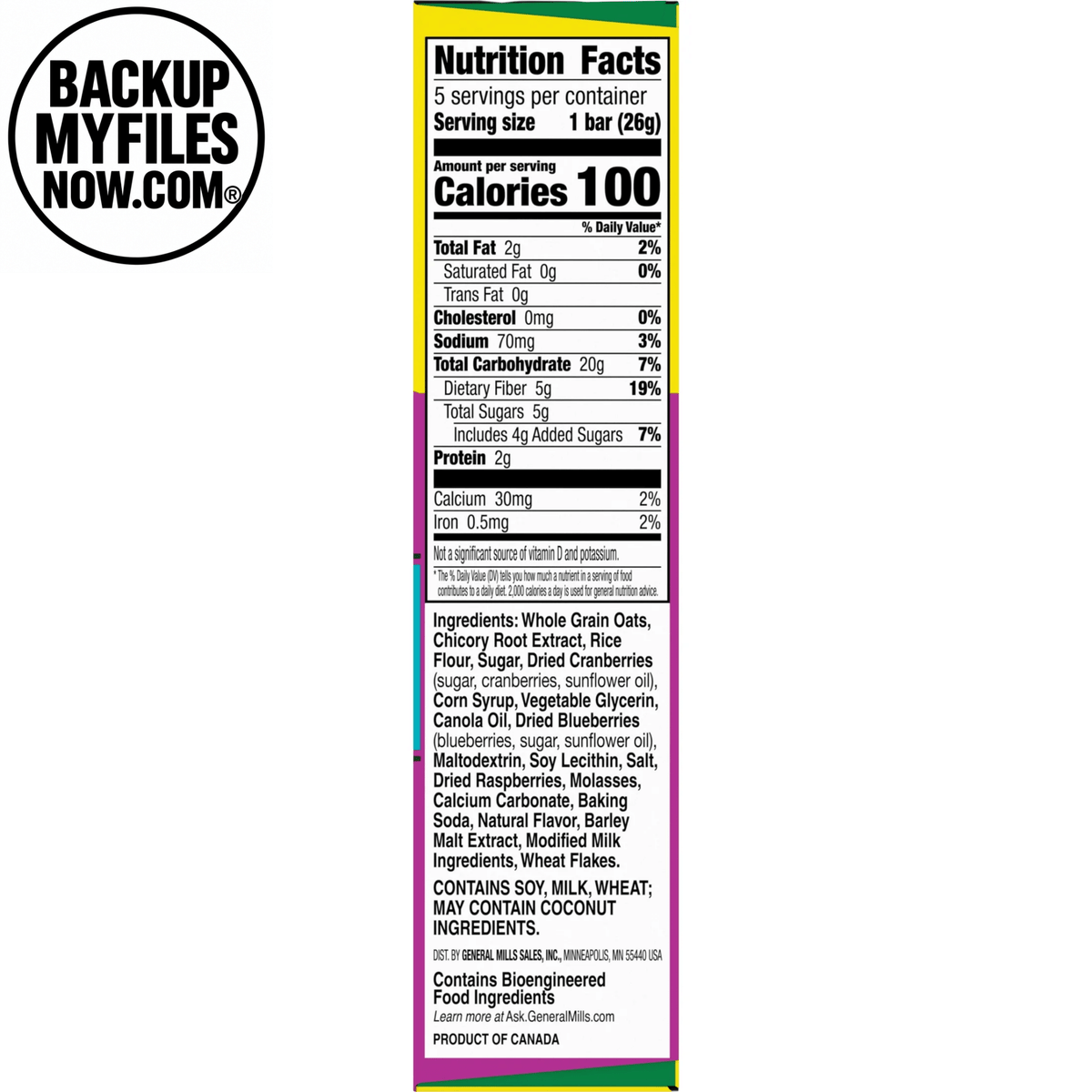 Nature Valley peanut-free chewy granola bars in mixed berry flavor, 5 bars, 4.6 oz, showing the packaging and bars.