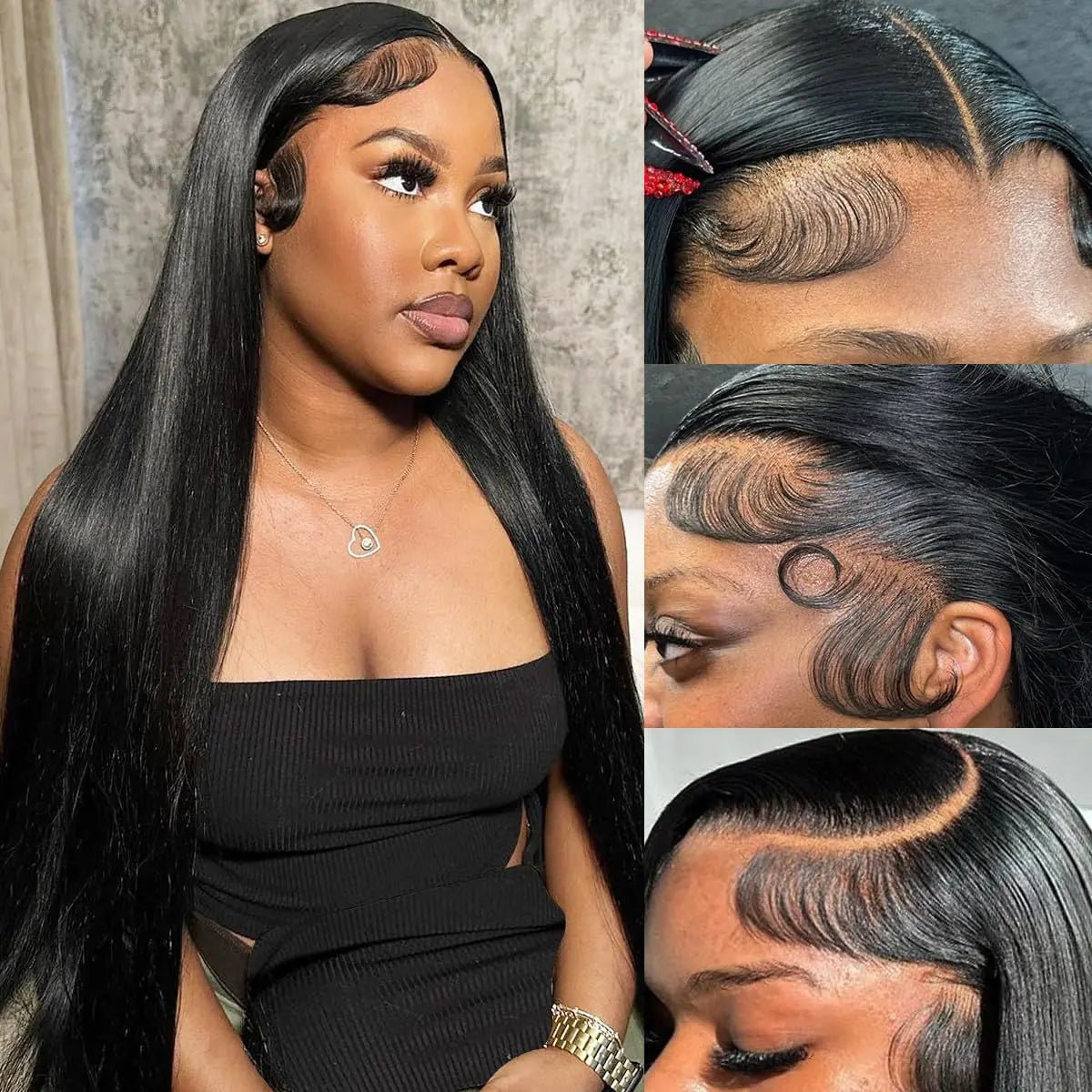 Nawpum Straight Human Hair Wigs for Black Women Lace Front Wigs Pre Plucked Glueless 13x6 HD Lace Front Wigs Human Hair 180% Density Straight Frontal Wigs Human Hair 32 Inch.