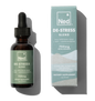 Foria De-Stress Blend oil tincture bottle with dropper, featuring calming herbal ingredients in a natural setting.