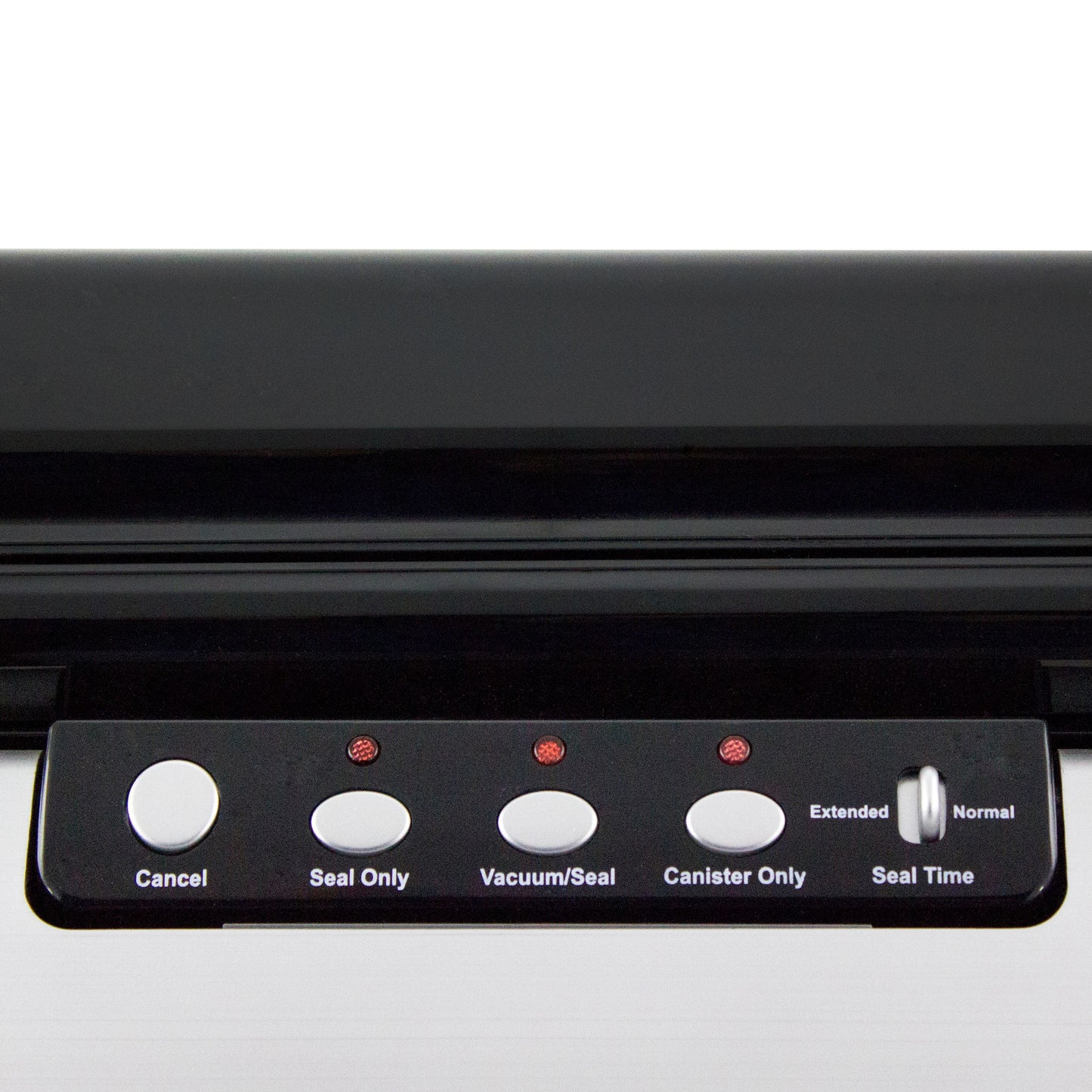 NESCO vacuum sealer machine with built-in roll storage, cutter, accessory port, and two 10-ft sealing rolls for food preservation.