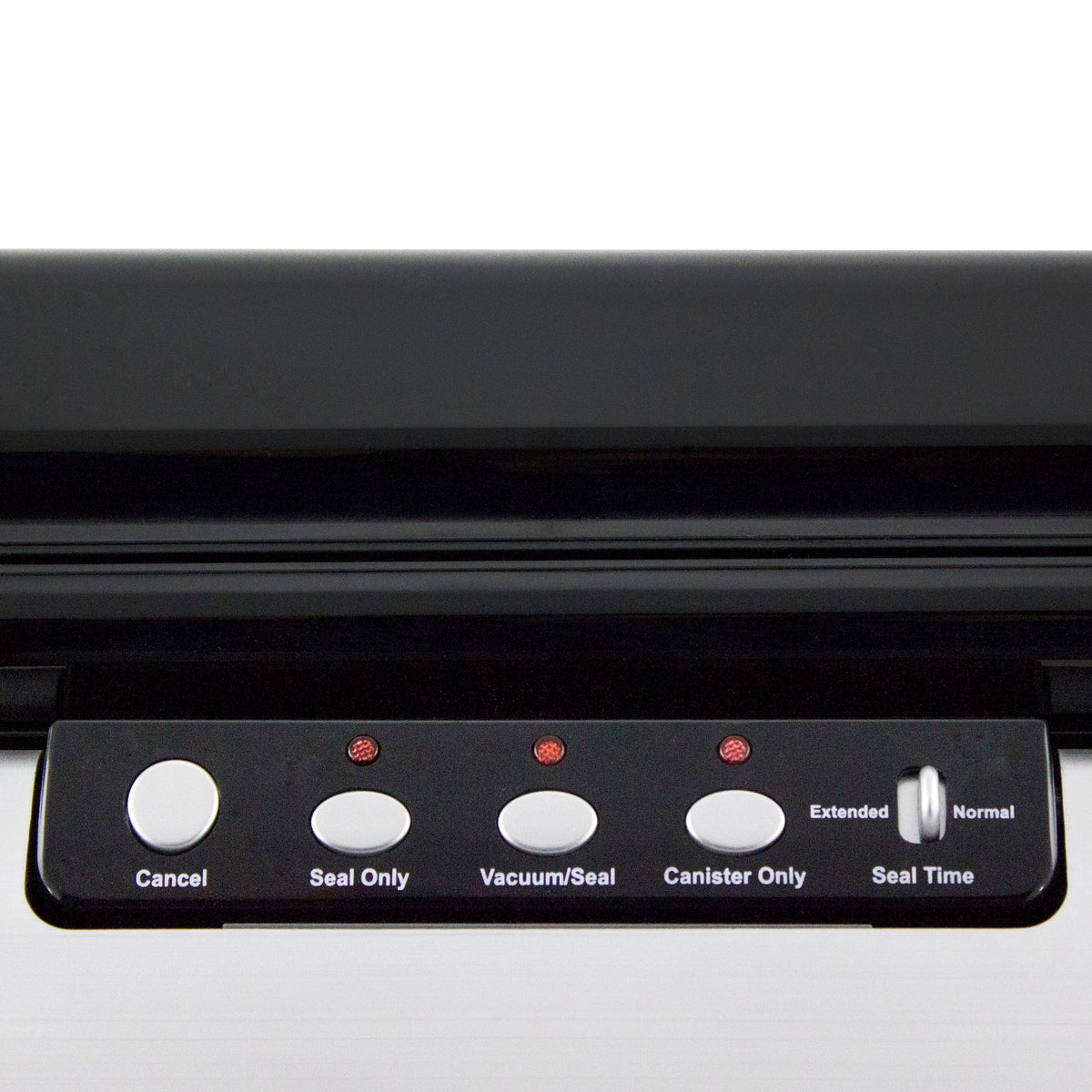NESCO vacuum sealer machine with built-in roll storage, cutter, accessory port, and two 10-ft sealing rolls for food preservation.
