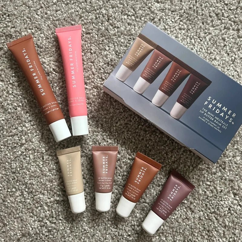 NEW Summer Fridays Mini Lip Gloss Set Vanilla Beige Lip Balm Long Lasting Moisturizing Smooth Soft Tube Makeup Lip Care Suit - BACKUPMYFILESNOW.COM®