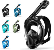 Full Face Snorkel Mask Snorkeling Gear for Adults Diving Mask Anti Fog Premium Innovative Safety Breathing System 180 Panoramic Foldable Anti Leak Swimming Mask with Detachable Camera Mount