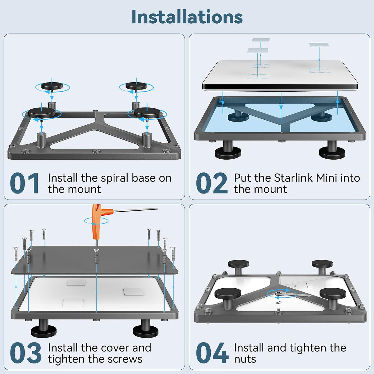 Nogoal Starlink Mini Magnetic Mount in silver with protective cover, suitable for RV, truck, boat, camping, and off-road use.