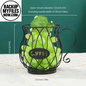 Black coffee pod holder in mug shape, with large capacity for organizing coffee pods and creamer containers on kitchen counter.