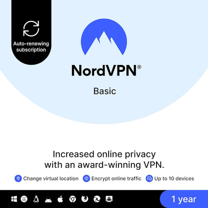 NordVPN Complete backup image showing digital code for 1-year VPN and cybersecurity software bundle for 10 devices.