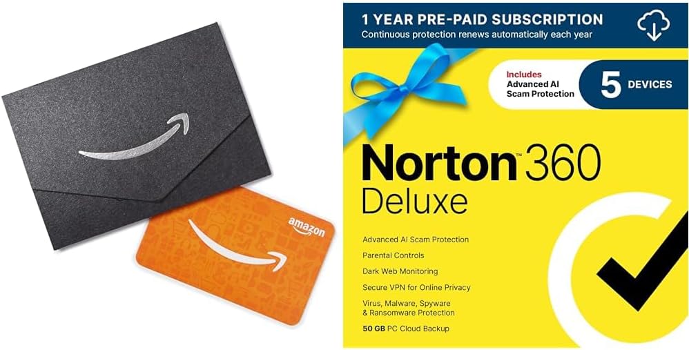 Norton 360 Deluxe 2026 Ready, Antivirus software for 5 Devices with Auto - Renewal – Includes Advanced AI Scam Protection, VPN, Dark Web Monitoring & PC Cloud Backup [Download] - BACKUPMYFILESNOW