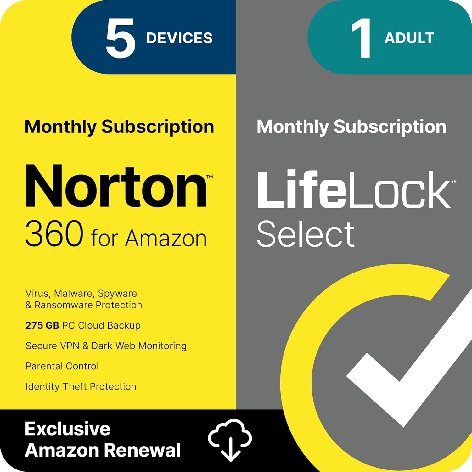 Norton 360 with LifeLock Select Bundle, 1 Year Subscription - 5 Devices - All - in - One Protection for your Devices, Online Privacy, and Identity, Activation Required [Subscription] - BACKUPMYFILESNOW