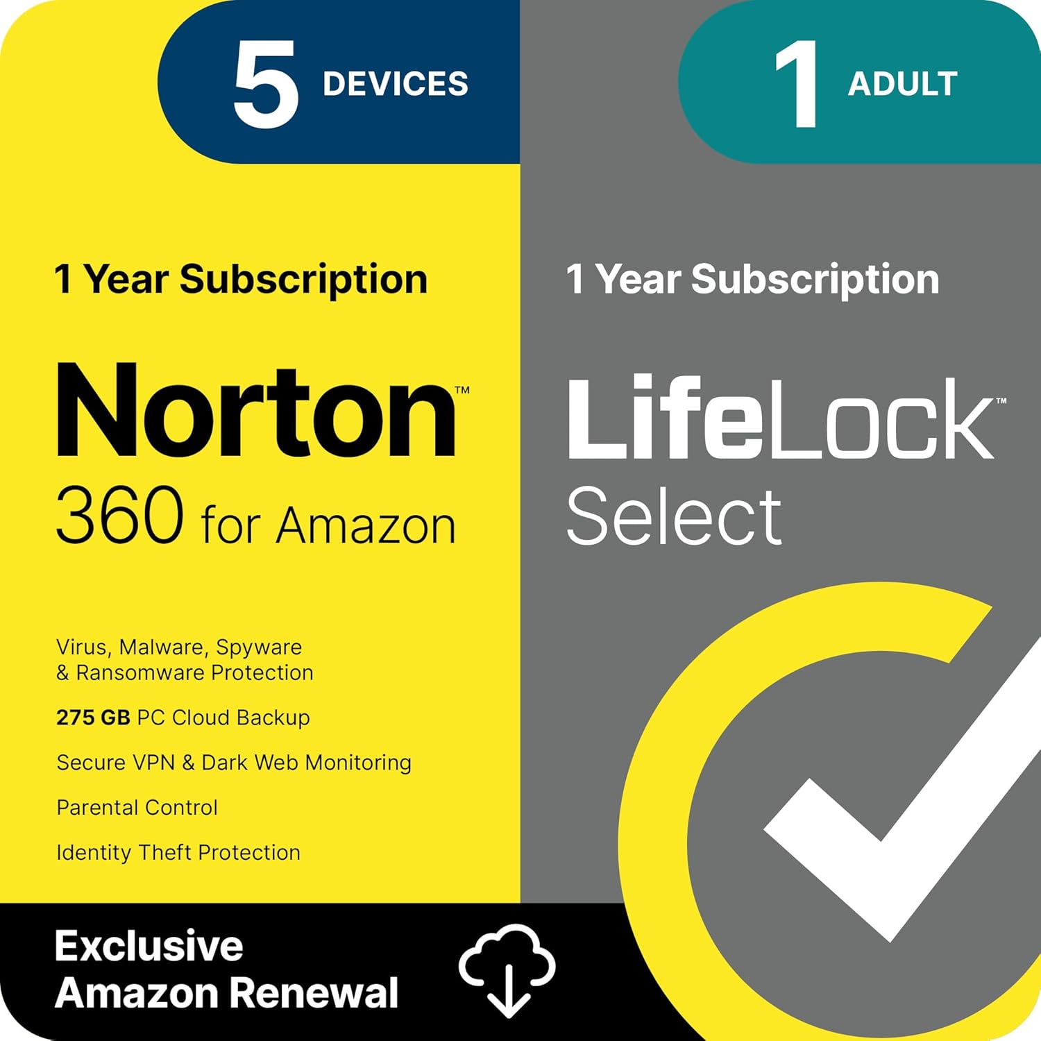 Norton 360 with LifeLock Select Bundle, 1 Year Subscription - 5 Devices - All - in - One Protection for your Devices, Online Privacy, and Identity, Activation Required [Subscription] - BACKUPMYFILESNOW