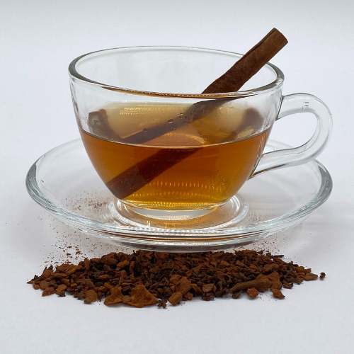 Loose leaf Fiery Cinnamon Spice black tea by Novel Tea Book Shop, showcasing rich cinnamon and spicy black tea leaves.