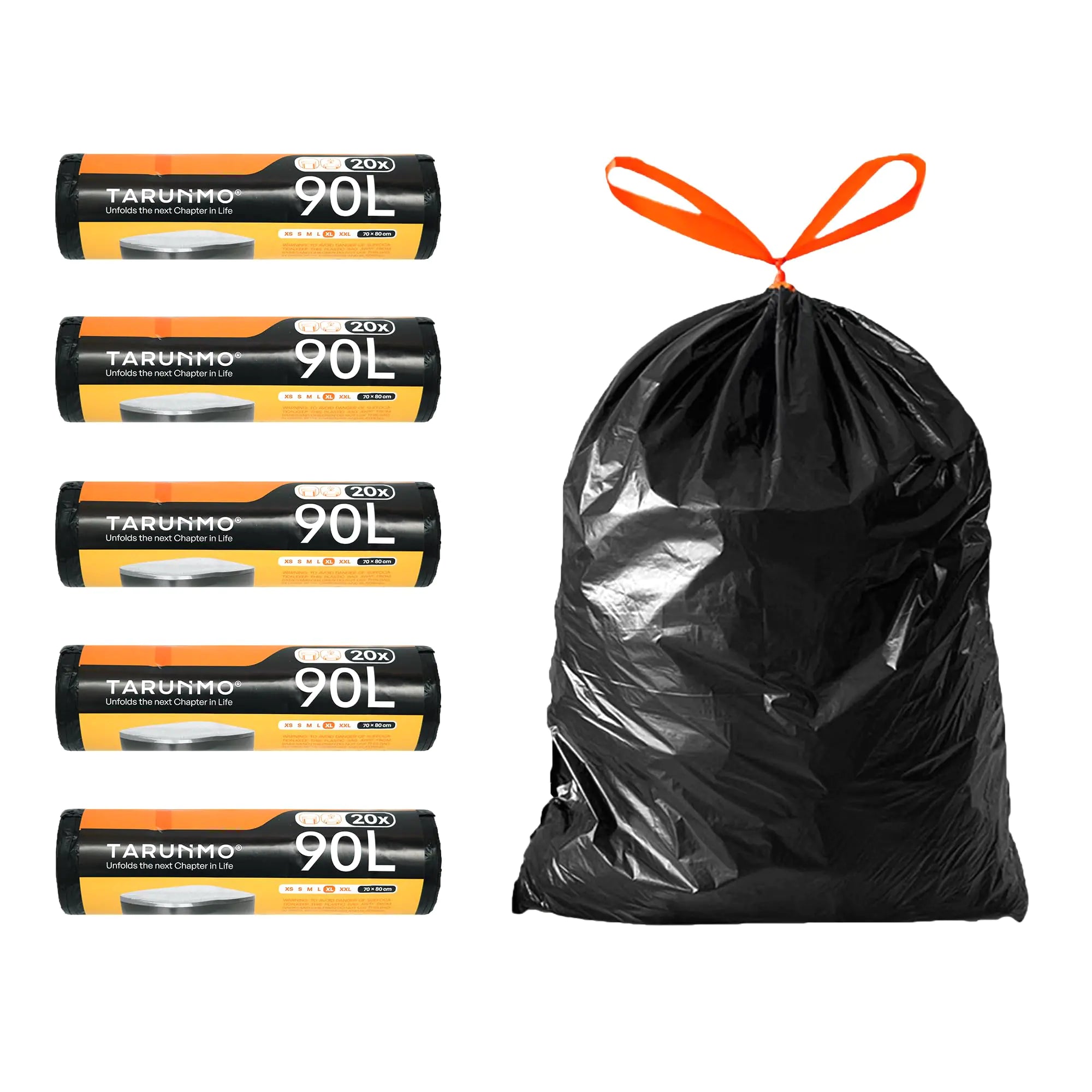 TARUNMO 23+Gal Kitchen Trash Bags Heavy DutyRed Drawstring Tall Kitchen Garbage Bags for Home Or Camp90L Tall Kitchen Trash Bags Black 70X80cm (20)