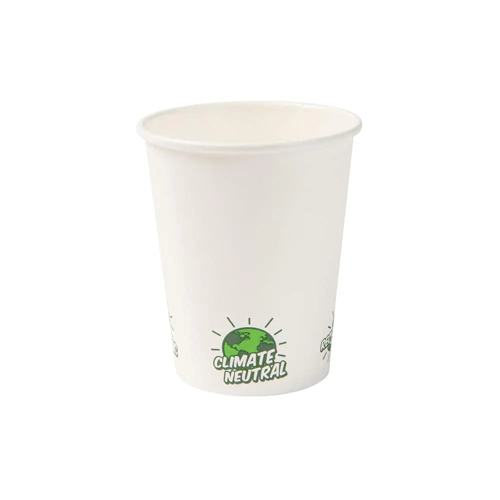 BIOZOYG Paper Cups 50 Pack 8 oz Coffee Cups White - Disposable Cups Biodegradable Water-based Barrier - To Go Cups Solo Cups with Eco-Icons for Coffee Water Ice Tea