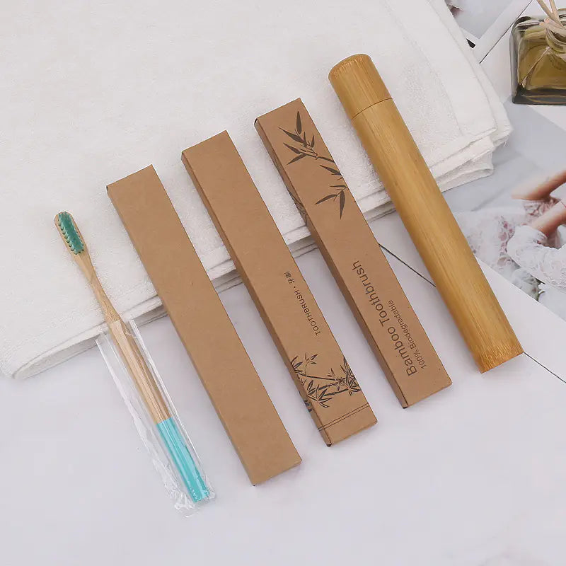 Bamboo Toothbrush with Custom Logo and Kraft Paper Box