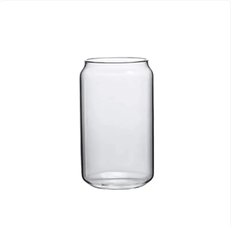 Transparent Glass Cup with Lid & Straw
