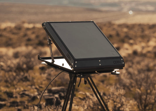 Black Odin Hardware Starlink Mini Tuff Mount for secure satellite dish installation, shown mounted on a surface.