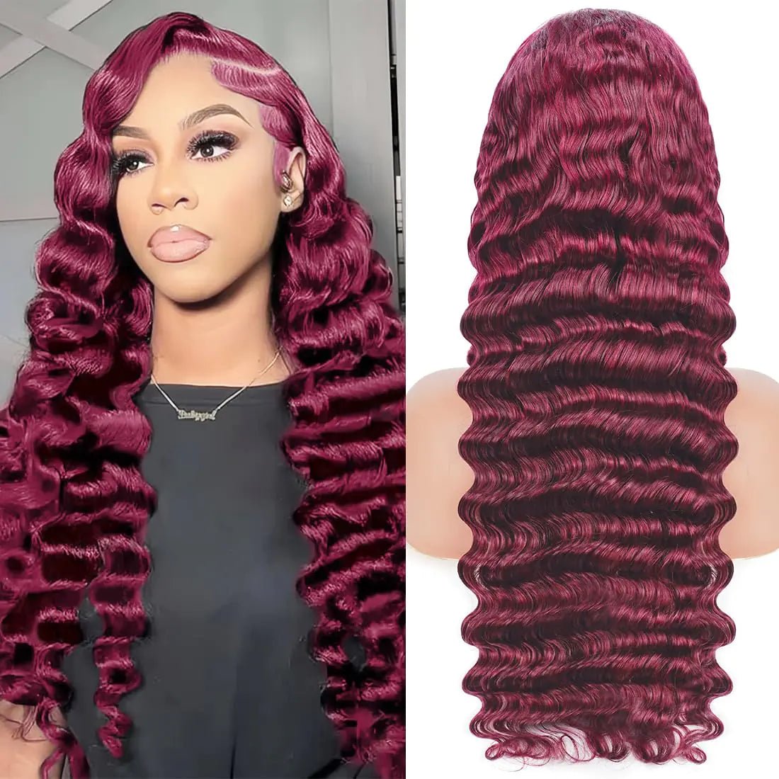 OLFORY Burgundy Lace Front Wigs Human Hair Wigs for Black Women 13x4 HD Transparent Lace Frontal Wigs Pre Plucked 200% Density 99j Loose Deep Glueless Wigs Red Wine Brazilian Virgin Wig 30 Inch - BACKUPMYFILESNOW