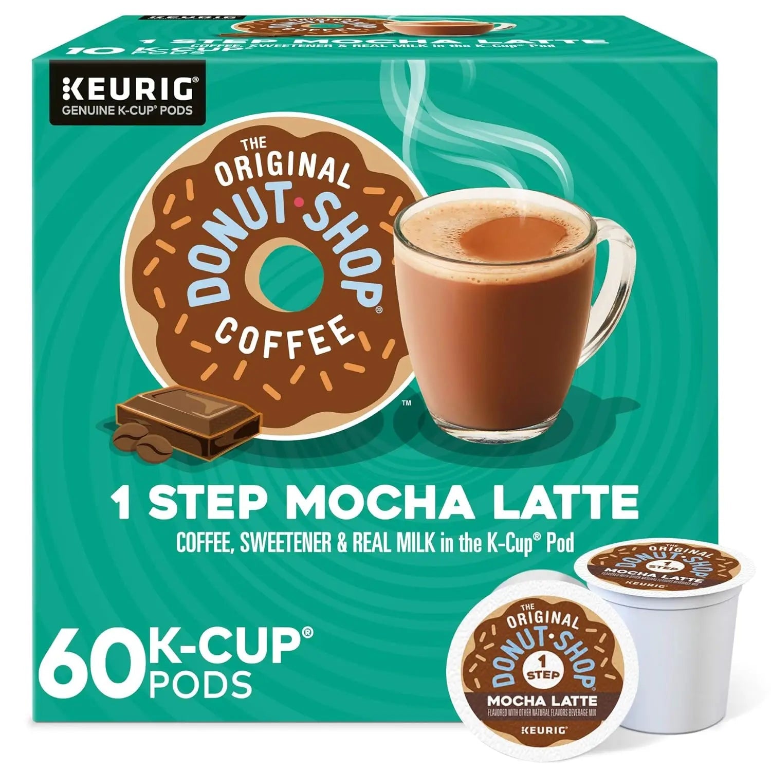 One - Step Mocha Latte K - Cup Pods, Flavored Coffee with Real Dairy, 60 Count (6 Packs of 10) - BACKUPMYFILESNOW