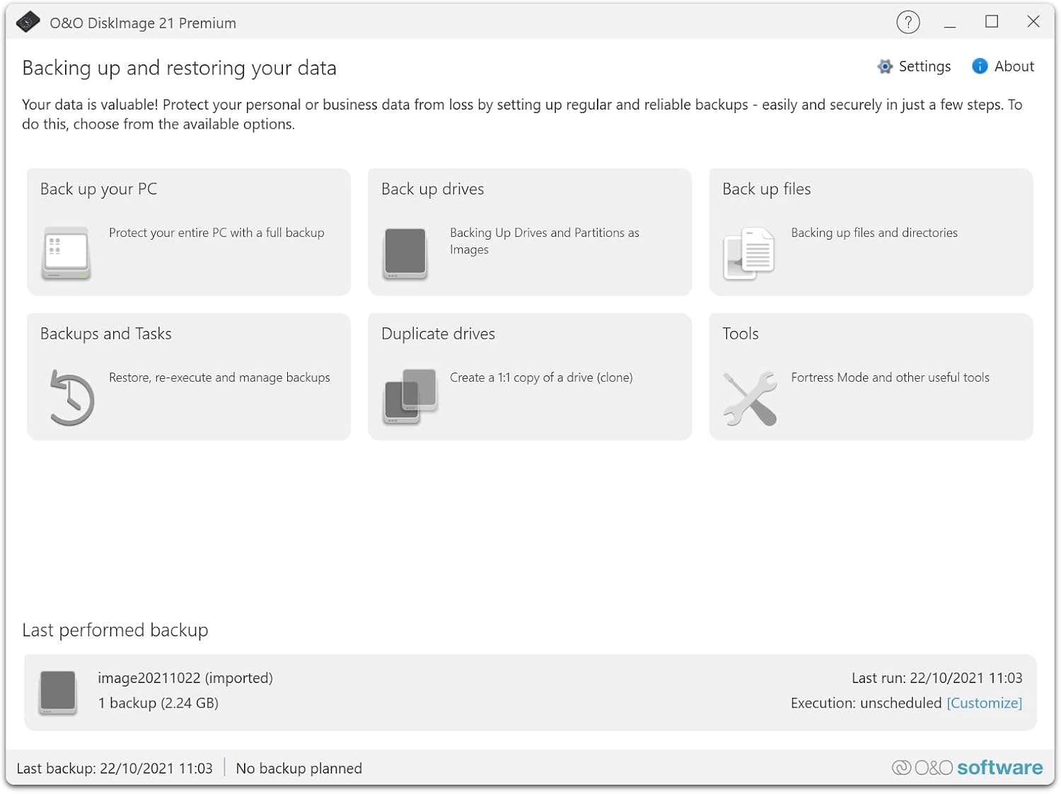 O&O DiskImage 21 Premium - Reliable data backup for Windows PCs, hard drives +SSDs. System recovery, disk cloning + data loss protection for Win 11, 10 - BACKUPMYFILESNOW