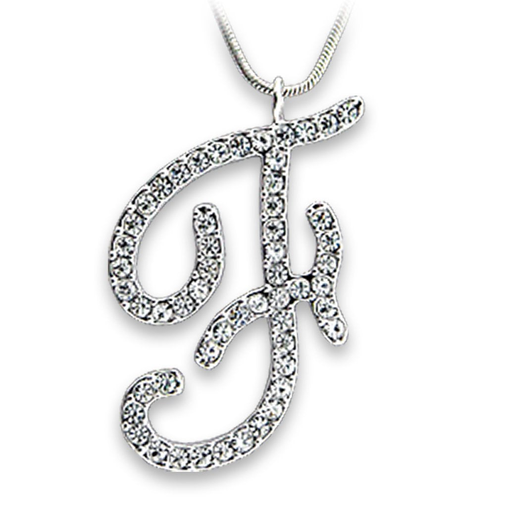 Rhodium brass pendant with top grade clear crystal from Alamode, featuring a polished silver-tone finish and elegant design.