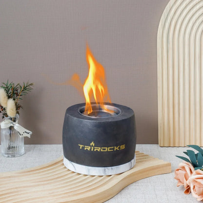 Black graphite cement outdoor portable fireplace table top fire pit by JHY DESIGN for gel and ethanol fires.