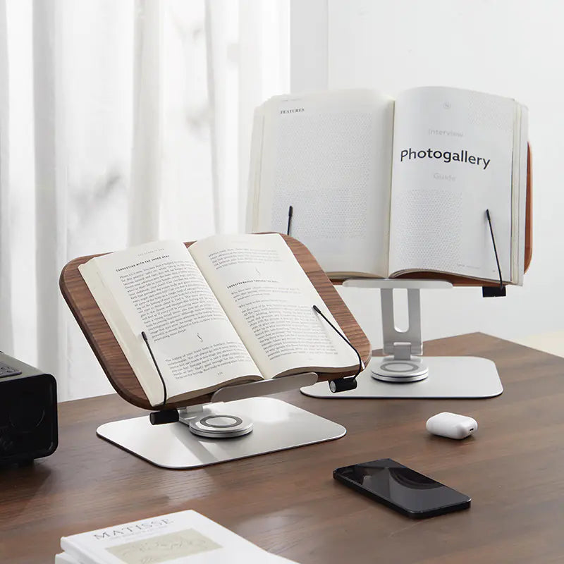 Adjustable Wooden Reading Stand for Tablets and Books