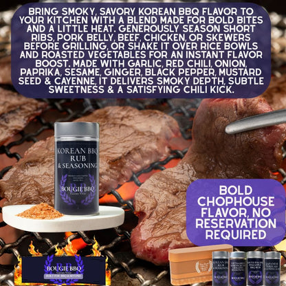 Pacific Rim Asian BBQ Rubs and Grilling Seasonings gift set by Gustus Vitae, featuring four flavorful spice collections for grilling.