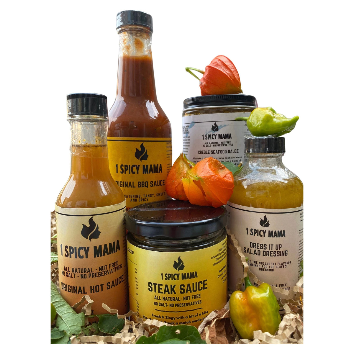 Seasonal gift package B of sauces from 1 Spicy Mama, featuring an assortment of flavorful spicy sauces in a festive box.