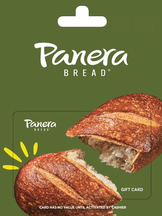 Panera Bread physical gift card valued at $25, featuring the classic Panera Bread design and branding.