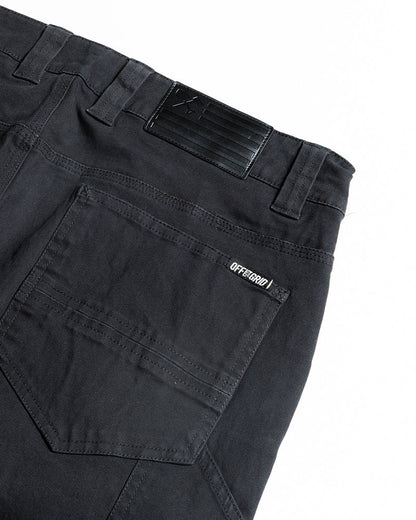 Black hardened double knee pants by Off The Grid Surplus featuring reinforced knees and durable workwear style.