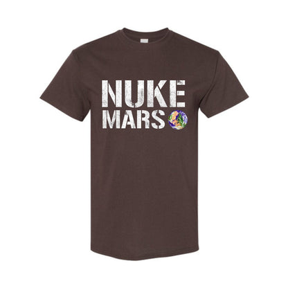 Navy "Nuke Mars" T-Shirt by Pasimax featuring space exploration design inspired by Elon Musk and SpaceX project.