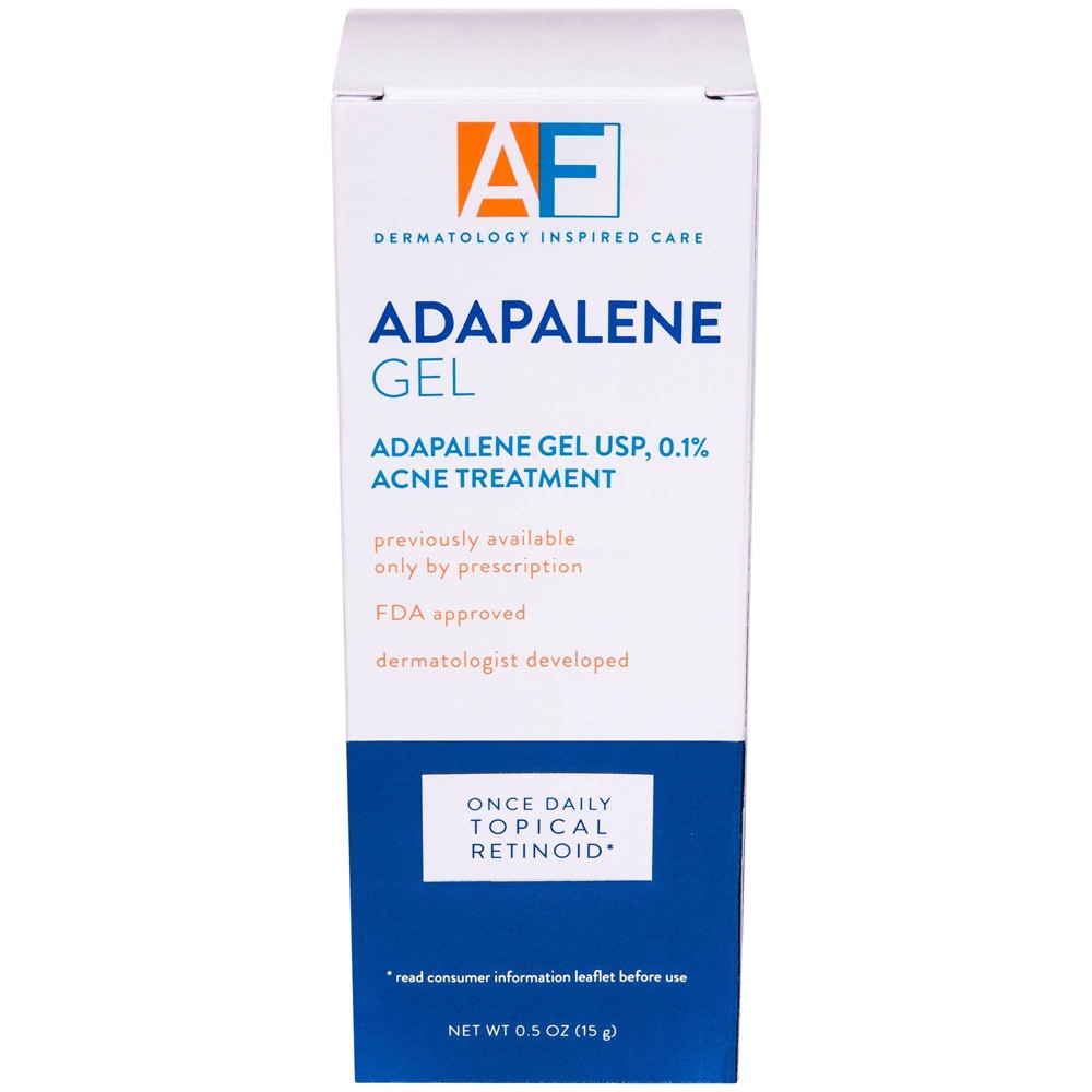 Adapalene Gel Acne Treatment 0.1% from Pasteur Pharmacy, 15g tube for acne treatment and skin care.