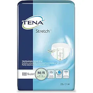 Adult diapers Tena Super Brief by Pasteur Pharmacy, medium size, 2 packs of 28 for comfortable incontinence protection.