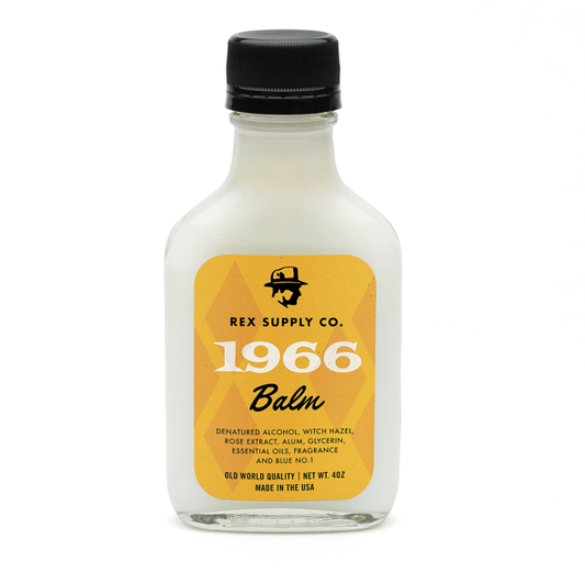Rex Supply Co. 1966 Old World After Shave Balm in 4 oz container, featuring classic packaging and branding from Pasteur Pharmacy.