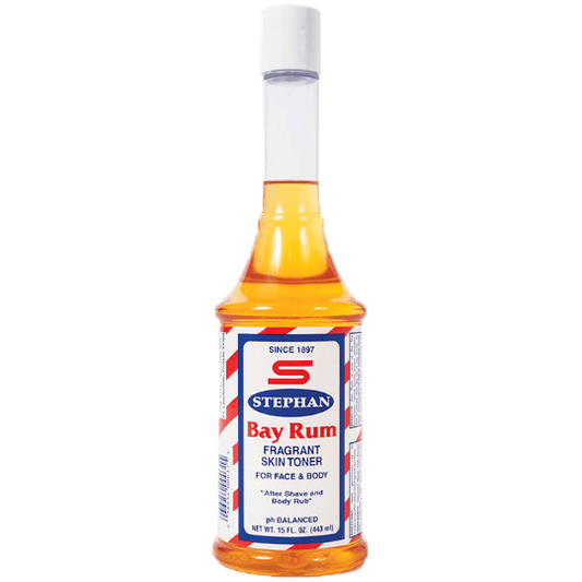 Stephan Bay Rum After Shave Cologne for face and body, Pasteur Pharmacy, 15 oz bottle with classic packaging.