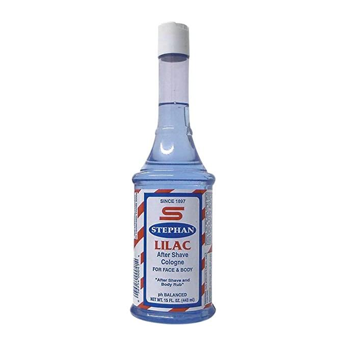 Stephan Lilac After Shave Cologne by Pasteur Pharmacy in a 15 fl oz bottle, featuring a lilac-scented after shave product.