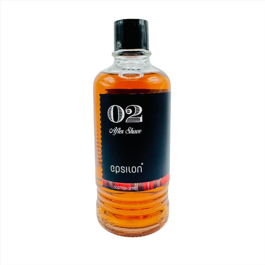 Epsilon 02 Scottish Spirit after shave in a 400ml bottle, featuring a classic scent and smooth skin after shaving.