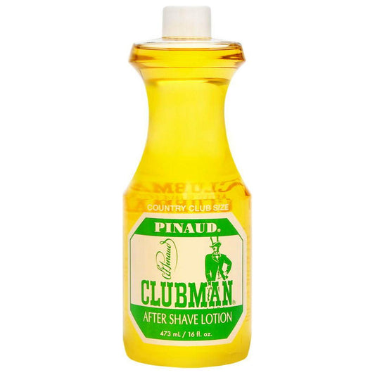 Clubman Pinaud After Shave Lotion 16 oz bottle, clear liquid aftershave with a classic design and labeling.