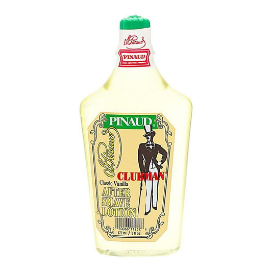 Clubman Pinaud Classic Vanilla After Shave Lotion 6 Oz, moisturizing after shave with vanilla scent, in a clear plastic bottle.