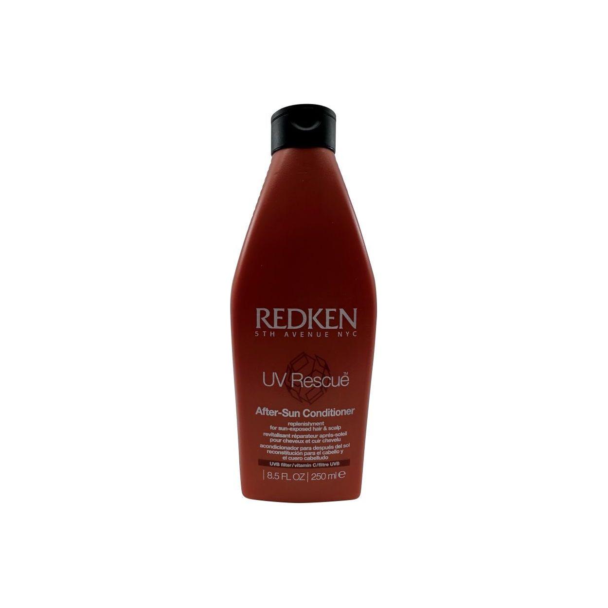 Redken UV Rescue After-Sun Conditioner in 8.5 fl oz bottle, designed to nourish and hydrate hair after sun exposure