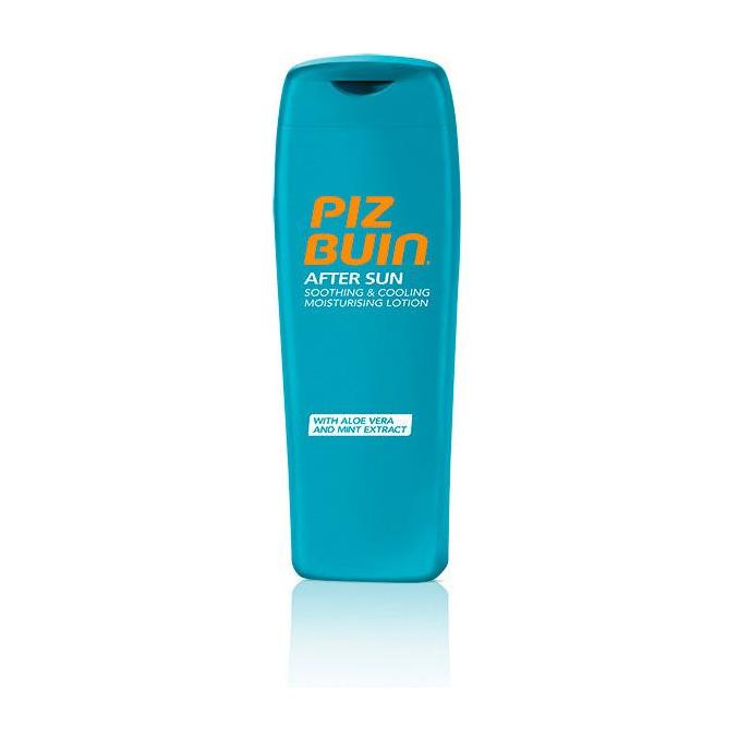 Piz Buin After Sun Moisturising Lotion 200ml bottle, creamy formula for soothing and hydrating sun-exposed skin.