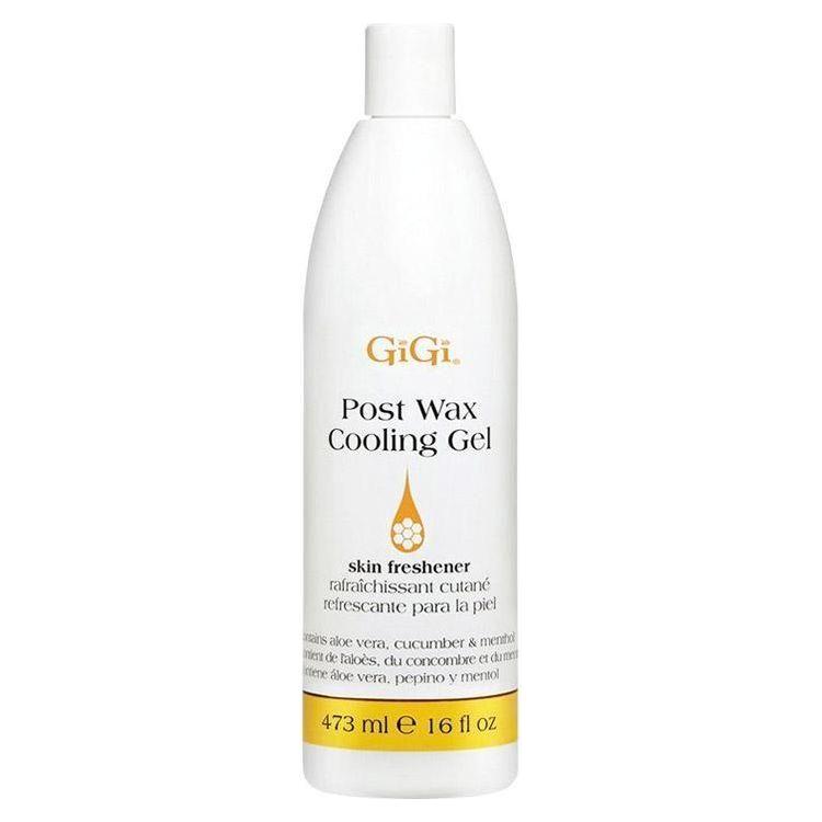 Pasteur Pharmacy Gigi After Wax Cooling Gel 16 Oz bottle, soothing gel for post-wax skin care, in a clear plastic container.