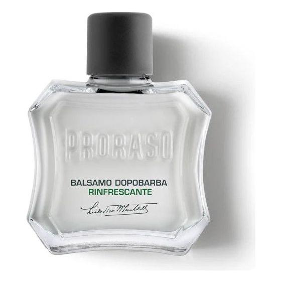 Proraso Aftershave Balm with Menthol and Eucalyptus, 3.4 oz, featuring a soothing formula in a sleek bottle.