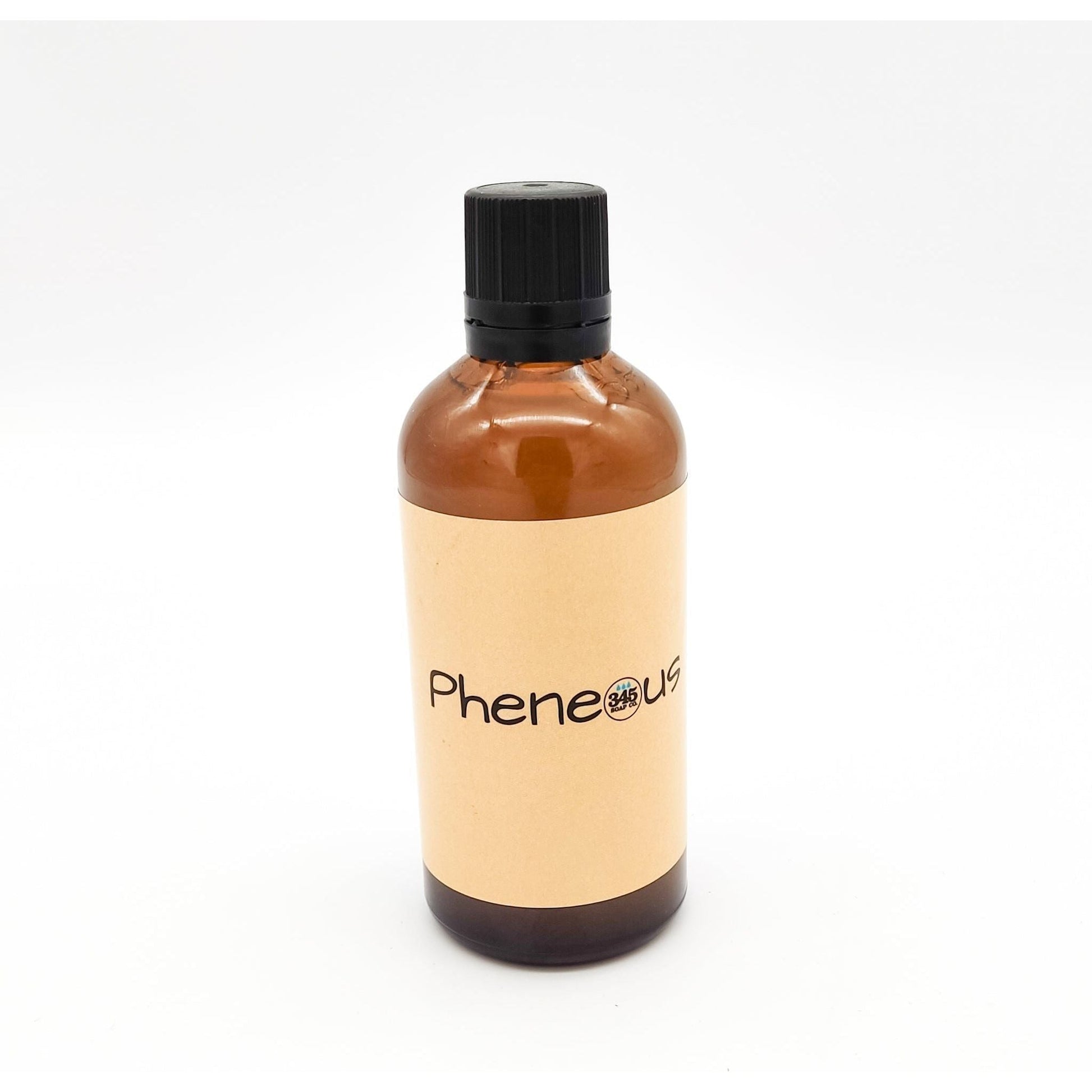Pasteur Pharmacy 345 Soap Co. Pheneous Aftershave bottle, 100ml, with label and cap visible on a plain background.