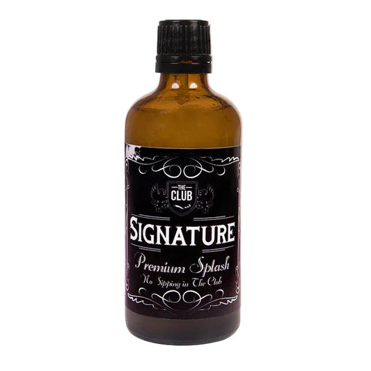 Pasteur Pharmacy The Club Signature Aftershave Splash 100ml bottle showing label and clear liquid inside.