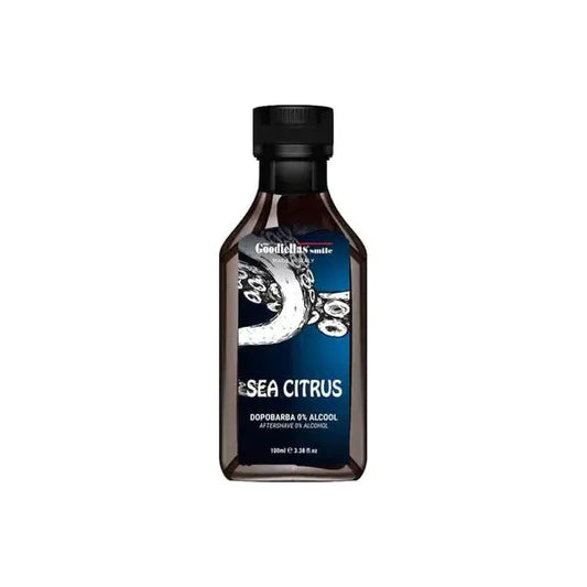 The Goodfellas' Smile Sea Citrus alcohol-free aftershave bottle with label, 100ml, from Pasteur Pharmacy.
