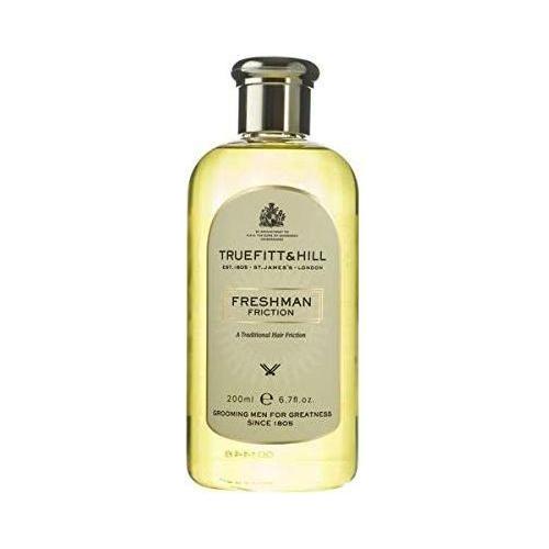 Truefitt & Hill Freshman Friction aftershave in a 6.7 fl oz bottle, featuring classic grooming packaging and branding.