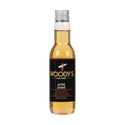 Woody's For Men Soothing Aftershave in a 6.3 fl oz bottle featuring a clear liquid and a simple label design.
