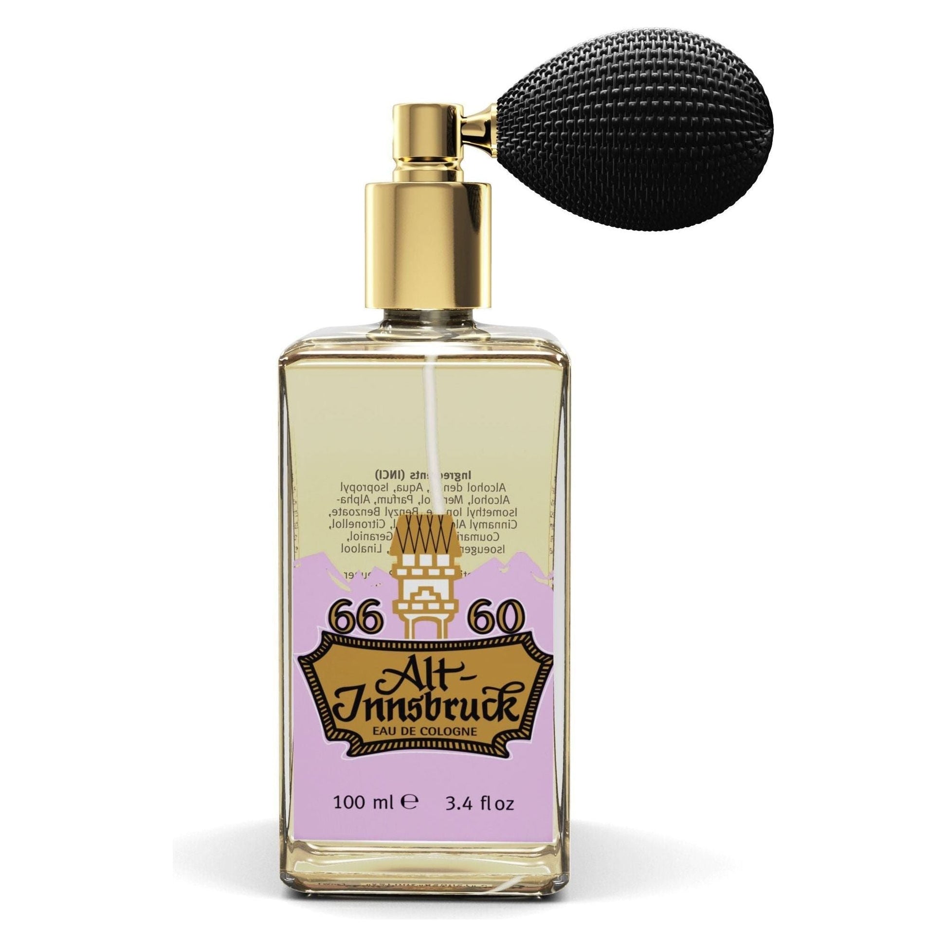 Pasteur Pharmacy Alt-Innsbruck Eau De Cologne aftershave in a 3.4 oz bottle with pump, featuring a classic, refreshing scent.