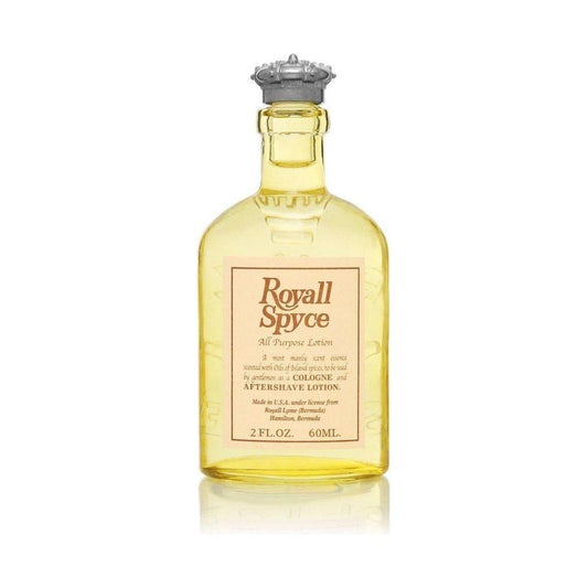 Royall Spyce for Men aftershave lotion cologne spray in a 2 oz bottle, featuring a sleek design and label.