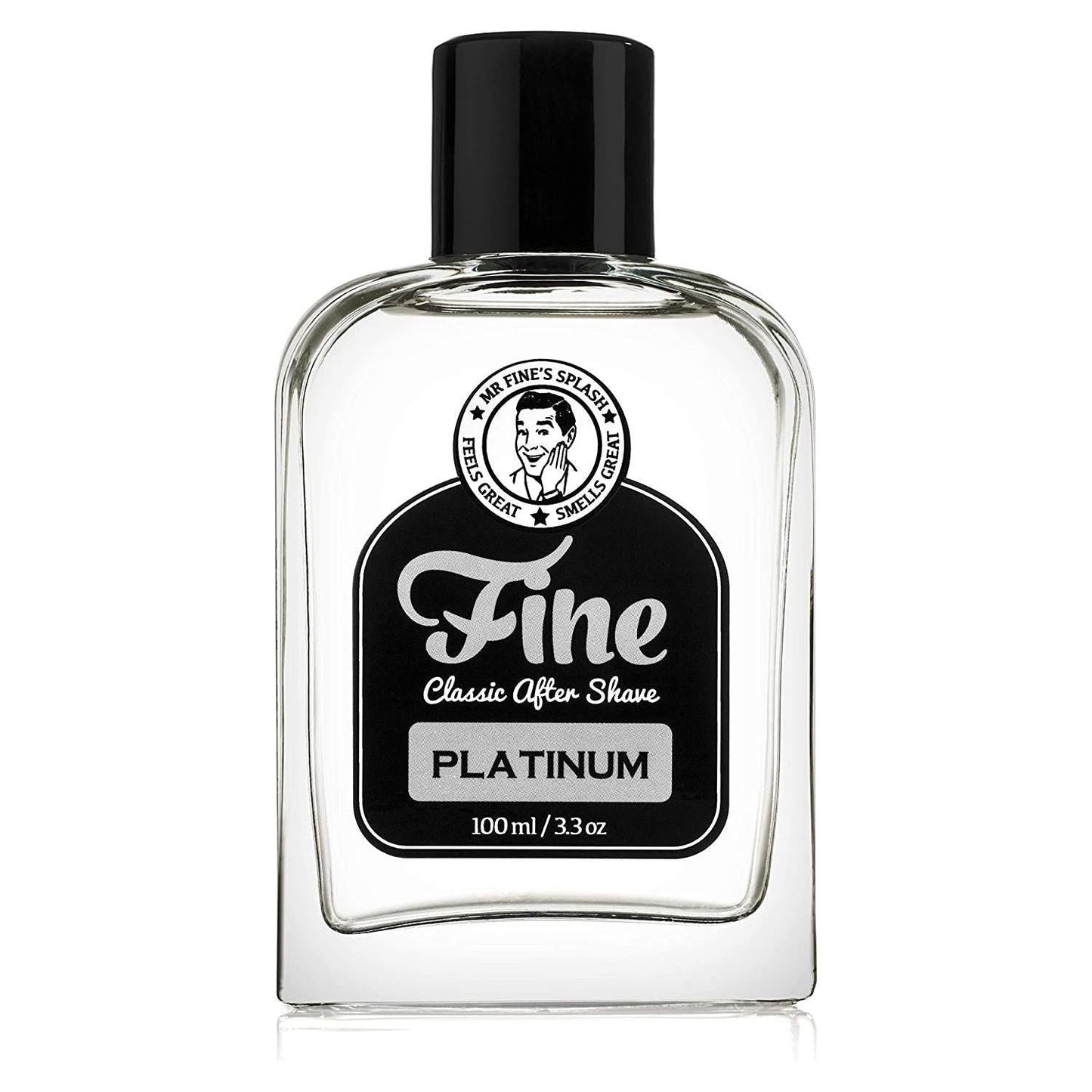 Fine Platinum Classic Aftershave Lotion by Pasteur Pharmacy in a 3.3 oz bottle, featuring a sleek design and clear labeling.